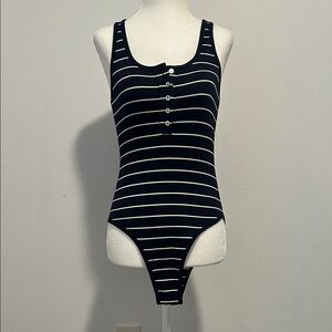 Striped Navy and White Bodysuit
